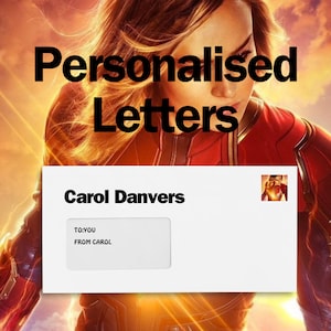 Carta personalizada de Carol Danvers / Adéntrate en el universo mágico / Tendencias / Regalo de cumpleaños / Regalo personal Carta física o digital