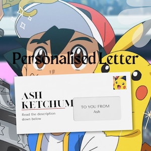Carta personalizada de Ash Ketchum / Haz que sea un cumpleaños memorable / Pokémon / Regalo de Navidad / Regalo personal / Carta física o digital