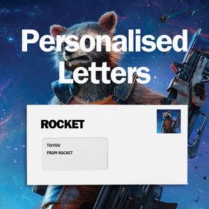 Carta personalizada Rocket Raccoon | Entre no mundo do GOTG | Tendência | Presente de aniversário | Presente pessoal | Físico ou Digital