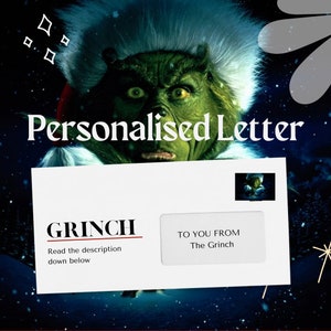 La carta personalizada del Grinch / Haz que sea un cumpleaños memorable / Tendencias / Regalo de Navidad / Regalo personal / Carta física o digital