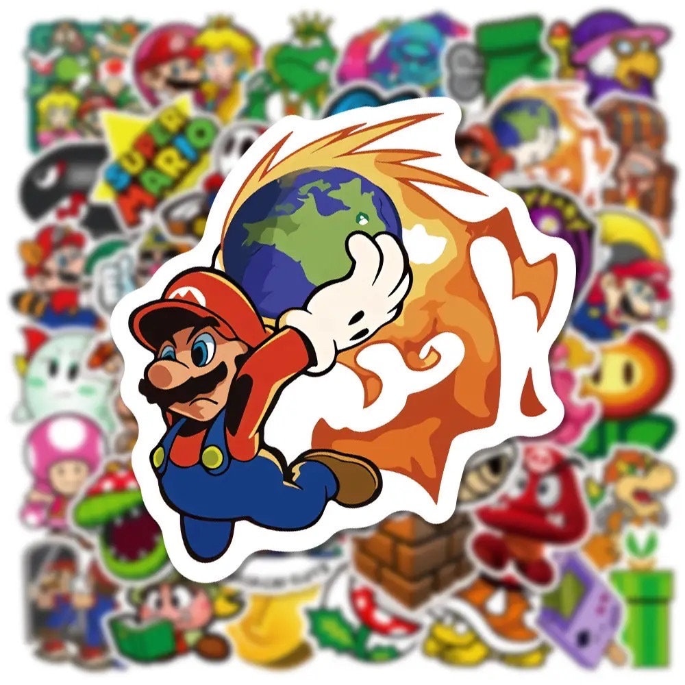 5-50 Pcs Super Mario Bros Gamer Stickers Princess Peach Luigi - Etsy