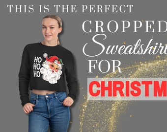 Vintage Santa Holiday Women's Cropped Sweatshirt - with text