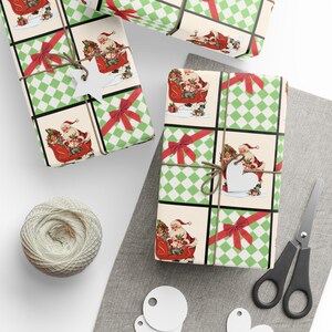 Wrapping paper, Christmas gift, gift wrap roll, holiday gift, Vintage Christmas, present, tissue paper, tissue wrap, Santa