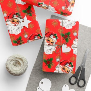 Wrapping paper, Christmas gift, gift wrap, holiday gift, girl gift, Vintage Christmas, present, tissue paper, mom gift, Santa, kid gift