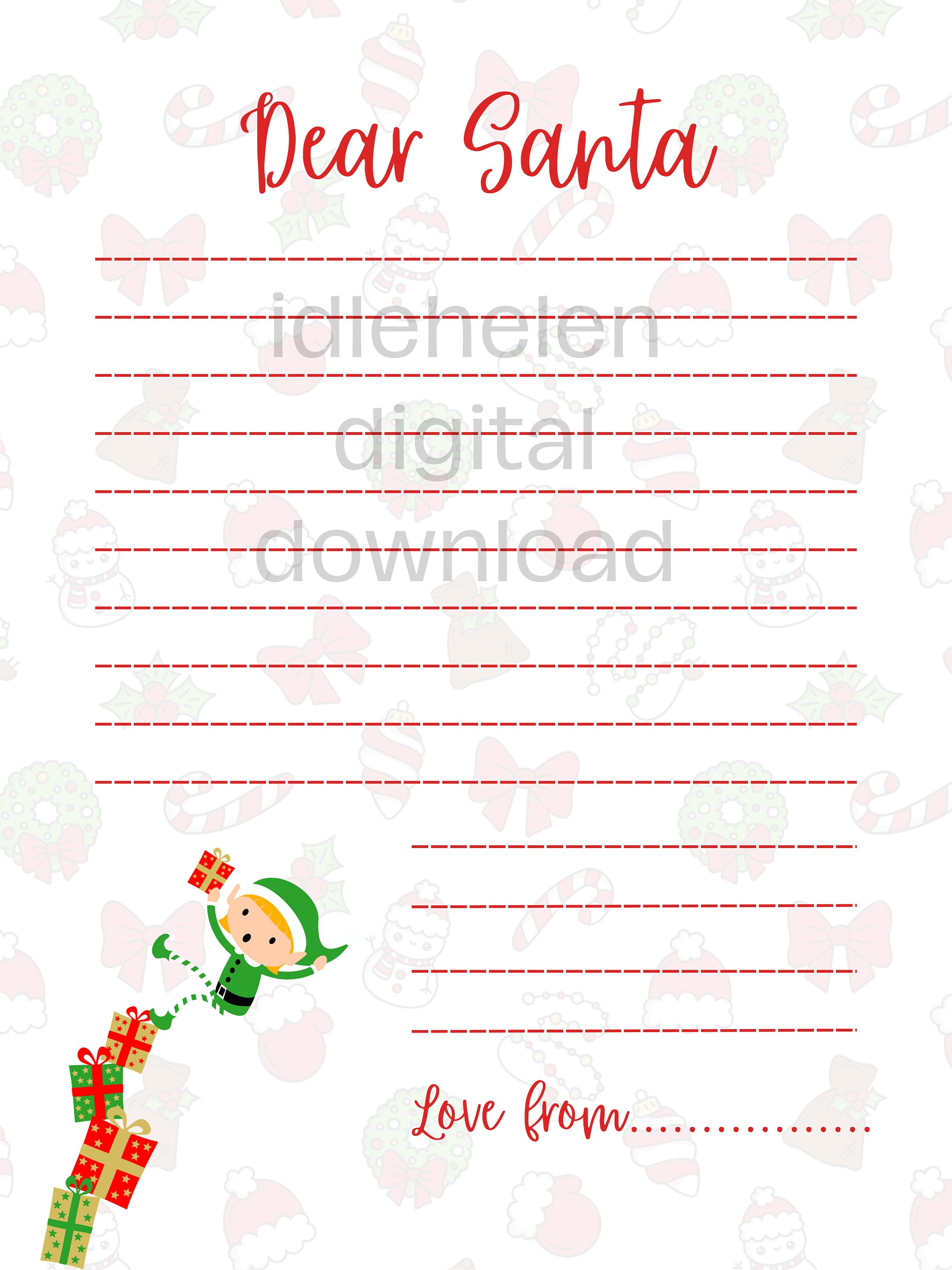 Santa Letter Printable Template Letter to Santa Printable Etsy Santa Letter Printable Template Letter to Santa Printable Etsy
