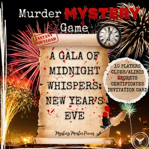 Murder Mystery Game Printable New Year&#39;s Eve Murder Mystery Party Game for 10 Players