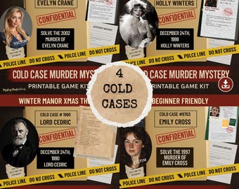 Cold Case Murder Mystery Games | Printable True Crime Detective Games for Adults | Unsolved Cold Case Files Bundle - 4 Cold Case Games