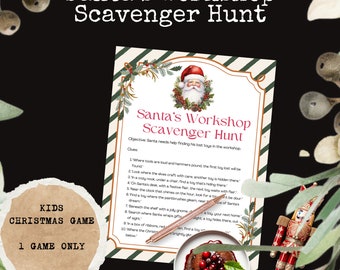 Santa's Workshop Scavenger Hunt Game for Kids: Christmas Scavenger Hunt Mystery Game for Kids and family, including grandparents