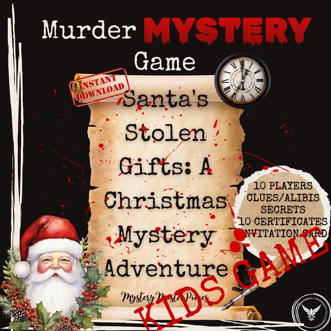 mystery-game-printable-kids-christmas-game-mystery-puzzle-game-with-santa-s-stolen-gift-10-player-game-for-school-kids-etsy