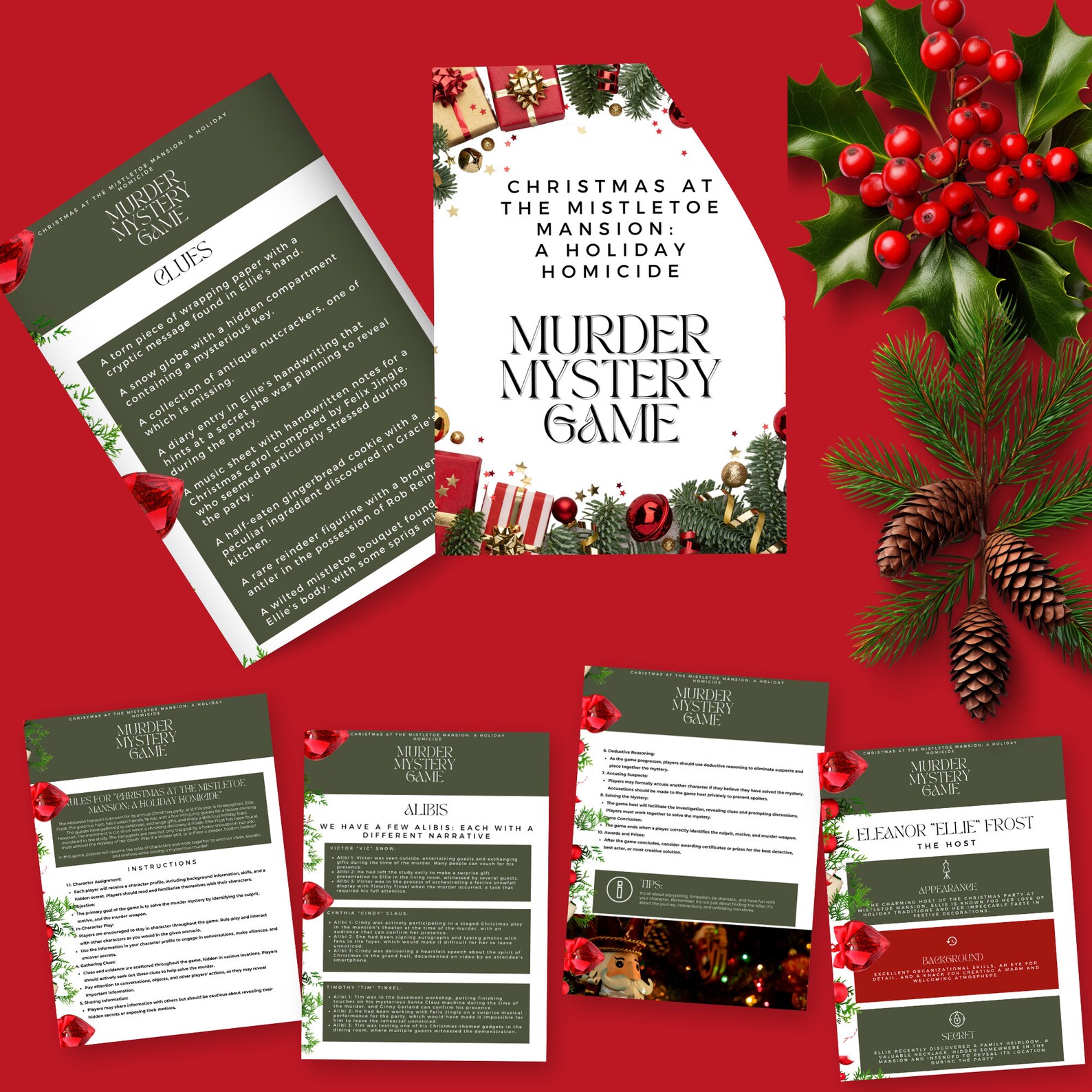 Murder Mystery Game Printable Murder Mystery Game: Christmas Theme ...