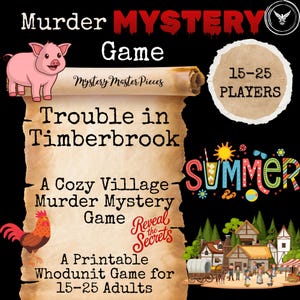 Printable Murder Mystery Game, Summer Village Whodunit for 15–25 Players, Adult Party Game, Murder Mystery Dinner Game, Detective Game