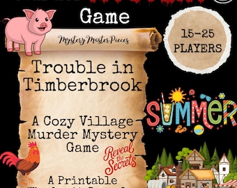 Printable Murder Mystery Game, Summer Village Whodunit for 15–25 Players, Adult Party Game, Murder Mystery Dinner Game, Detective Game