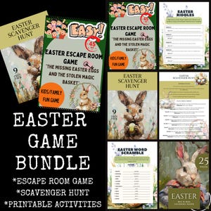 Easter Game Bundle-Kids Easter Party Game -Printable Easter Activity -Fun Classroom Game-Easter Escape Room Game-Scavenger hunt-Egg Coloring