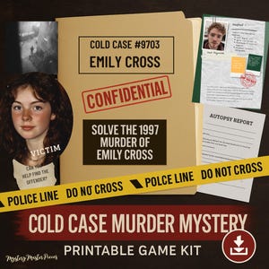 Cold Case Murder Mystery Game Printable – Solve a 1990s Crime Case | Detective Game PDF | Unsolved Case | True Crime Inspired Dinner Party
