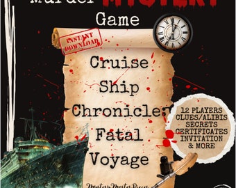 Juego de misterio de asesinato: Crónicas de crucero: El viaje fatal: el paquete completo con menú de cócteles y aperitivos