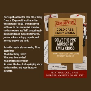 Cold Case Murder Mystery Game Printable – Solve a 1990s Crime Case ...