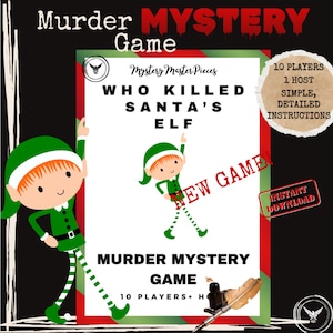 Quem Matou o Elfo do Papai Noel - Jogo de Mistério de Assassinato de Natal - Jogo de Festa de Natal para 10 Jogadores - Kit de Jogo para Imprimir - Jogo de Natal para Iniciantes e Diversão em Família