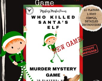 Who Killed Santa's Elf - Christmas Murder Mystery Game - 10 Player Holiday Party Game - Printable Game Kit - Family Fun Xmas Beginner's Game