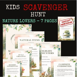Scavenger Hunt Games for Kids, Nature theme Scavenger Hunt, Outdoor Scavenger Games for kids