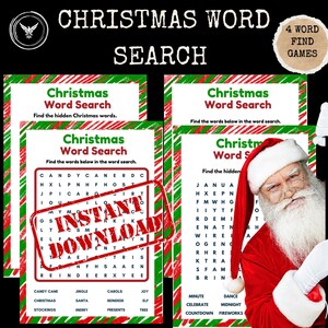 Christmas Word Find Games for Kids, Christmas Word Search Game, Fun Printable Xmas Activity, Holiday Word Find, Printable Xmas Game