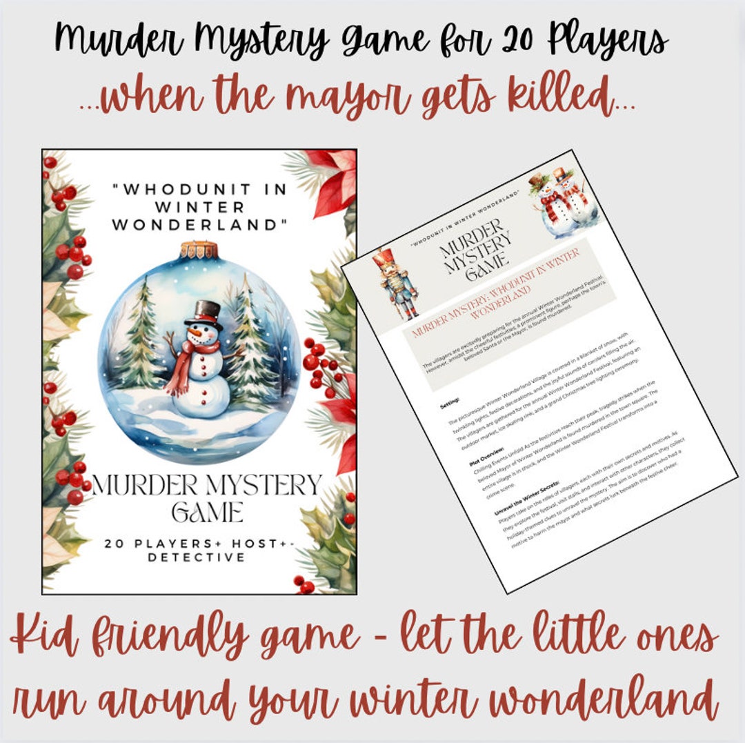 Murder Mystery Game Printable Christmas Winter Wonderland: Who Killed ...