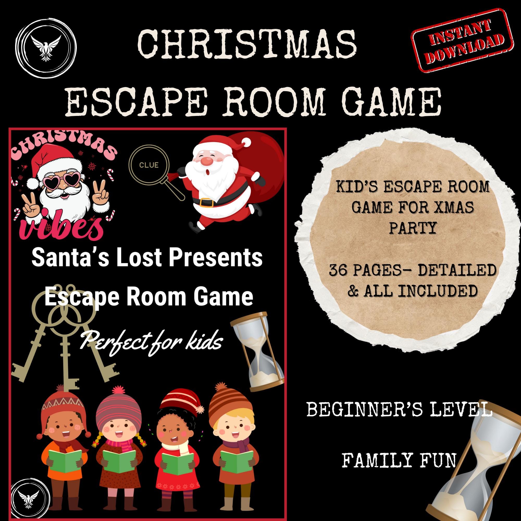 Christmas Escape Room Game for Kids: Santa's Lost Sack (Printable)