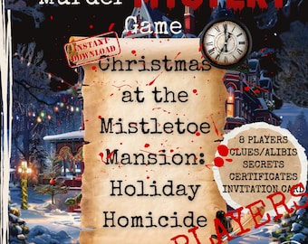 Murder Mystery Game Printable 8 Players Murder Mystery Game: Christmas Murder Game with Invite and Clues, Mistletoe Mansion Holiday Homicide