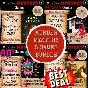 Murder Mystery Party Game Bundle – 5 Printable Games – DIY Murder Mystery Night- Party Kits - Detective Game Bundle - Cold Case Game Bundle