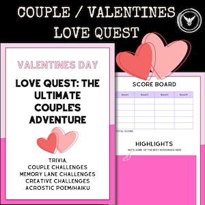 Valentines Couple Game, Anniversary Gift, Love Quest for Couples, Valentines Game for Couples, Printable Game Valentine, Couples Trivia