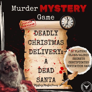 Murder Mystery Game Printable Murder Mystery Game for 12 Players: Santa is Dead Murder Game,