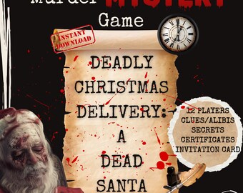 Murder Mystery Game Printable Murder Mystery Game for 12 Players: Santa is Dead Murder Game,