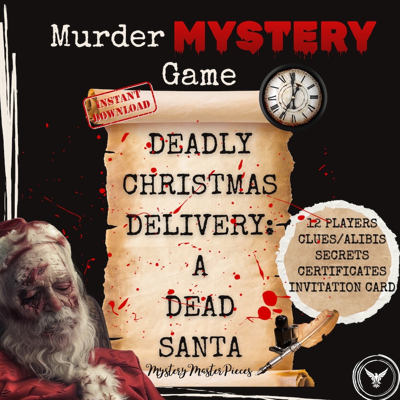 Murder Mystery Game Printable Murder Mystery Game for 12 Players: Santa is Dead Murder Game, - Etsy