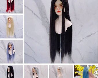 1/3, 1/4, 1/6 Retro Style Wig for BJD Dolls, 7 Colors SD Msd Yosd Girl Size from 15.5cm to 23cm, Soft, Medium and Long Straight Hair, Gift