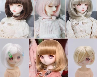 1/3, 1/4, 1/6 Wig for BJD Dolls, 6 Colors SD Msd Yosd Girl Size from 15.5cm to 23cm, Yeloleva Doll Soft Silk with Hairs, Gift for BJD Doll