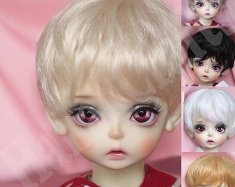 1/3, 1/4, 1/6 Wig for BJD Dolls, 6 Colors SD Msd Yosd Girl Size from 15cm to 23cm, Super Soft Slightly Curly Soft Short Hair, Gift for BJD