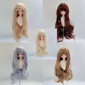 1/3, 1/4, 1/6 Wig for BJD Dolls, 5 Colors SD Msd Yosd Girl Size from 15.5cm to 23cm, Soft Tone Long Curly Hair Silk Braid, Gift for BJD Doll