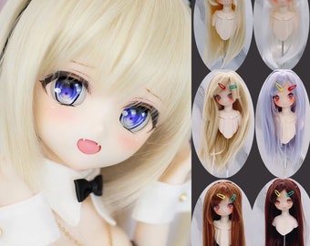 1/3, 1/4, 1/6 Wig for BJD Dolls, 6 Colors SD Msd Yosd Girl Size from 15.5cm to 23cm, Bear Sister White Hair Embryo Hair Soft Silk Long Hair