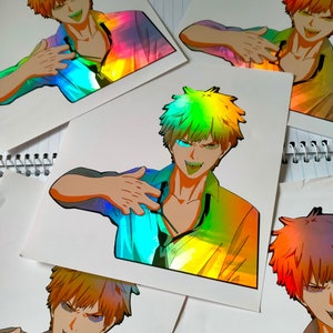 Devil Hunter Holographisches Aufkleber Anime Sticker | Laptop, Auto, Journal, Tagebuch, Sammelalbum, Planer, Notebook, Skateboard, dekorativer Aufkleber