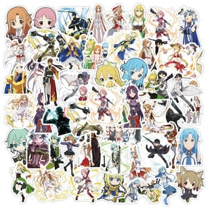 50 sztuk SAO Anime Sticker Pack | Laptop, Telefon, Dziennik, Pamiętnik, Album, Planer, Notatnik, Deskorolka, Naklejki dekoracyjne
