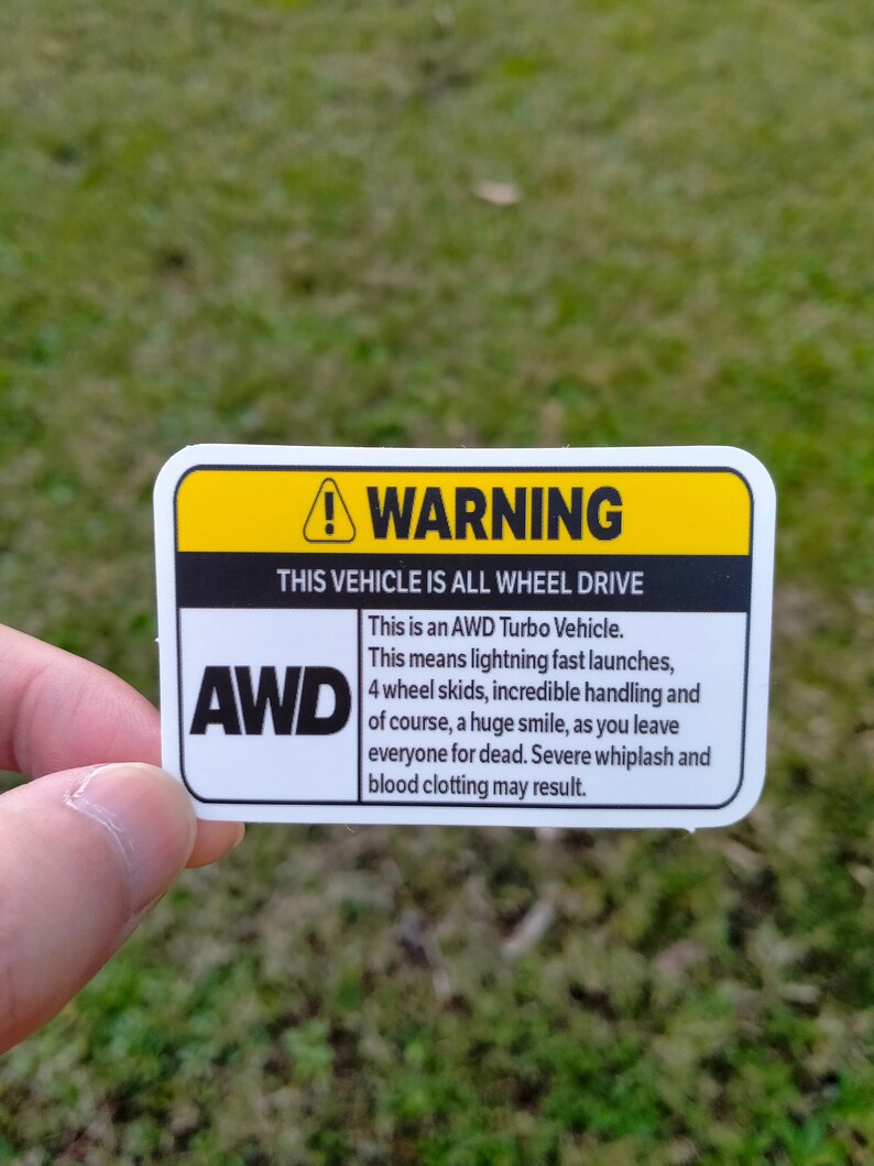 AWD Warning Sign Sticker Laptop, Water Bottle, Journal, Diary ...