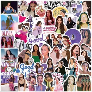 Paquete de 50 pegatinas de Olivia Rodrigo para portátiles, teléfonos, diarios, álbumes de recortes, agendas, cuadernos, patinetas y decoración.