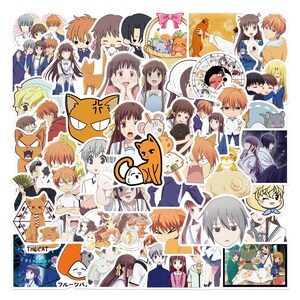 Lot de 50 stickers anime corbeille de fruits | Ordinateur portable, téléphone, journal, agenda, scrapbooking, agenda, carnet de notes, skateboard, autocollant décoratif
