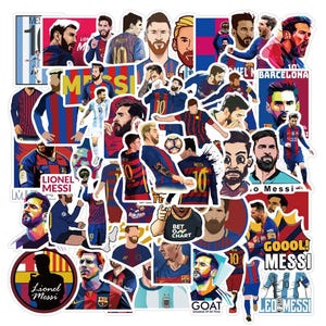 Lot de 50 autocollants Lionel Messi | Ordinateur portable, téléphone, journal, agenda, scrapbooking, agenda, carnet de notes, skateboard, autocollants décoratifs