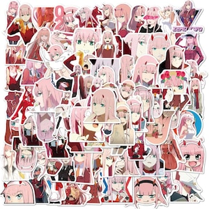 50 Stück Zero Two Anime Sticker Pack | Laptop, Telefon, Journal, Tagebuch, Sammelalbum, Planer, Notizbuch, Skateboard, dekorativer Aufkleber