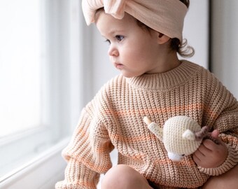 Pull pour garçon et fille, tricot beige élégant, cadeau parfait pour bébé, rayures tendance