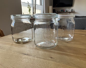 Einmachglas, DIY, Vintage, Vorratsglas, Windlicht, Vase, Deko, 1 Liter, mit Deckel