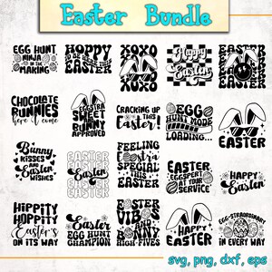 Fröhliche Ostern SVG-Bundle, Ostern SVG, Oster-Zitate, Retro-Ostern-Svg, Ostern Png, Frühlings-Svg, Schnittdateien für Cricut