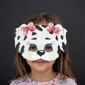 Printable mask Dalmatian dog, dog mask, printable masks animals, Christmas party game, party game, wood, animal mask, paper mask, quadrober