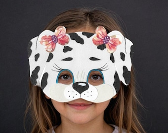 XNIVUIS 3 Pcs Costume De Chien Pour Enfants Adultes, Costume De Dalmatien Avec Bandeau Oreilles De Chien Queue De Chien Collier, Deguisement De Chien Deguisement De Animaux Pour Enfants (White