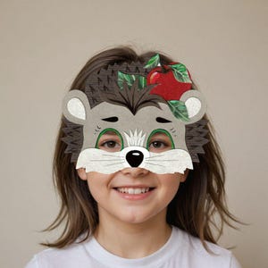 Printable mask Hedgehog, Hedgehog mask, printable masks animals, Christmas party game, party game, wood, animal mask, paper mask, handcraft